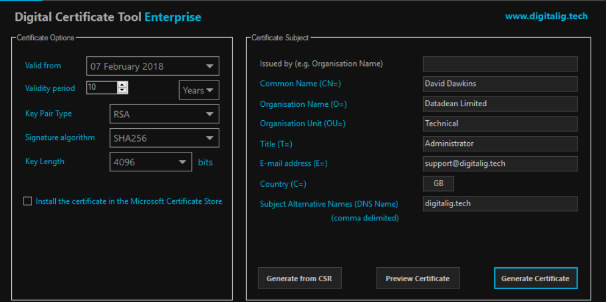 PKI Digital Certificate Tool